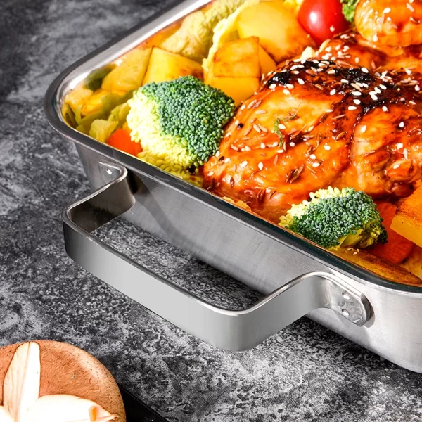 Triple Stainless Steel Square Baking Pan with Two Ears