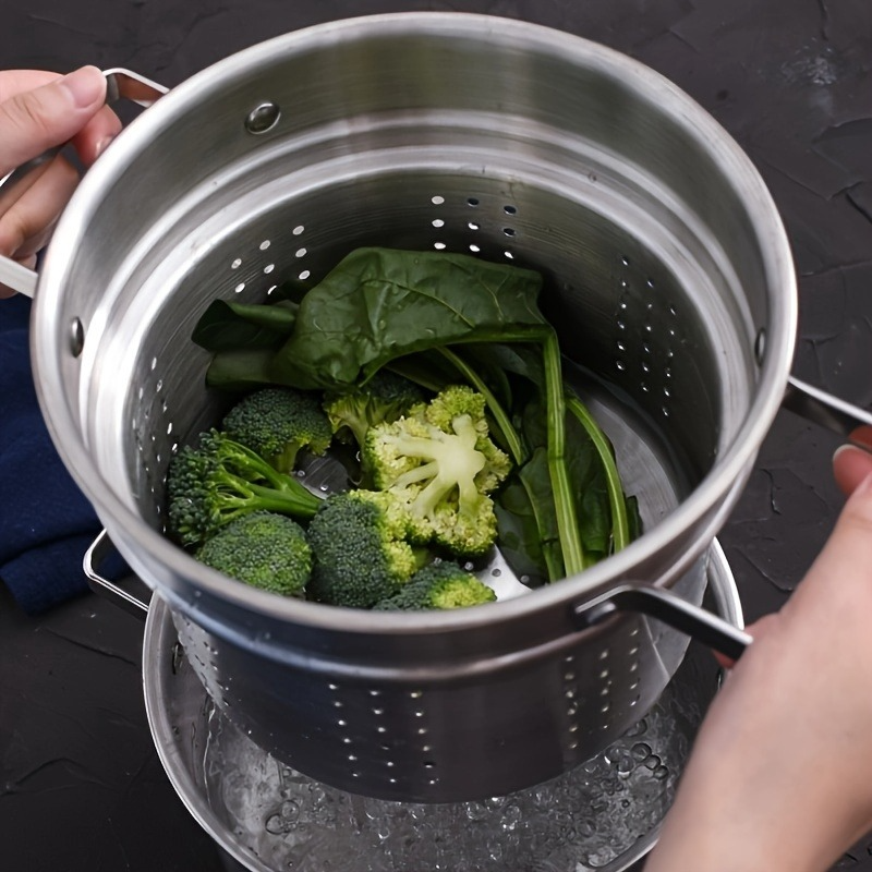 Set de cuit-vapeur pour pâtes et légumes en acier inoxydable